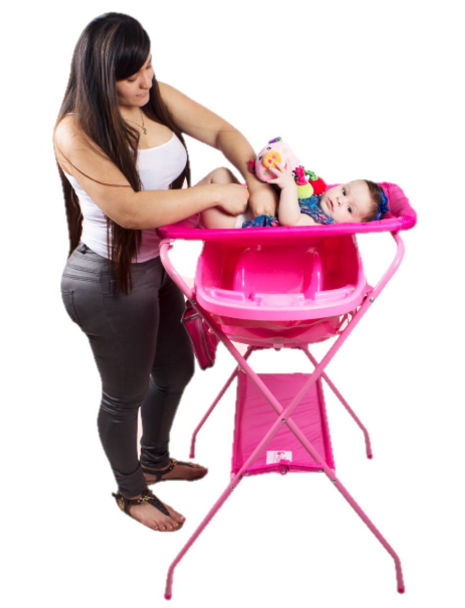 Soporte Y Bañera Bebe Con Cambiador Niña Completo Con Tina Rosada - La  Tiendita del Bebé