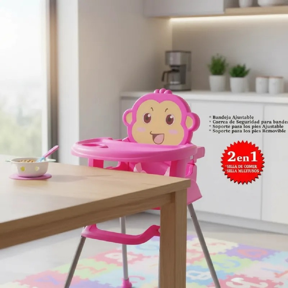 Silla Comedor Bebe Miquito Rosado - Imagen 3