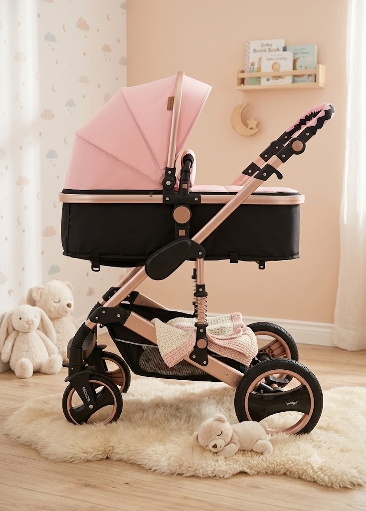 Coche Paseador Bebe Hermosos Europeo Niña Travel System Rosado - Imagen 2
