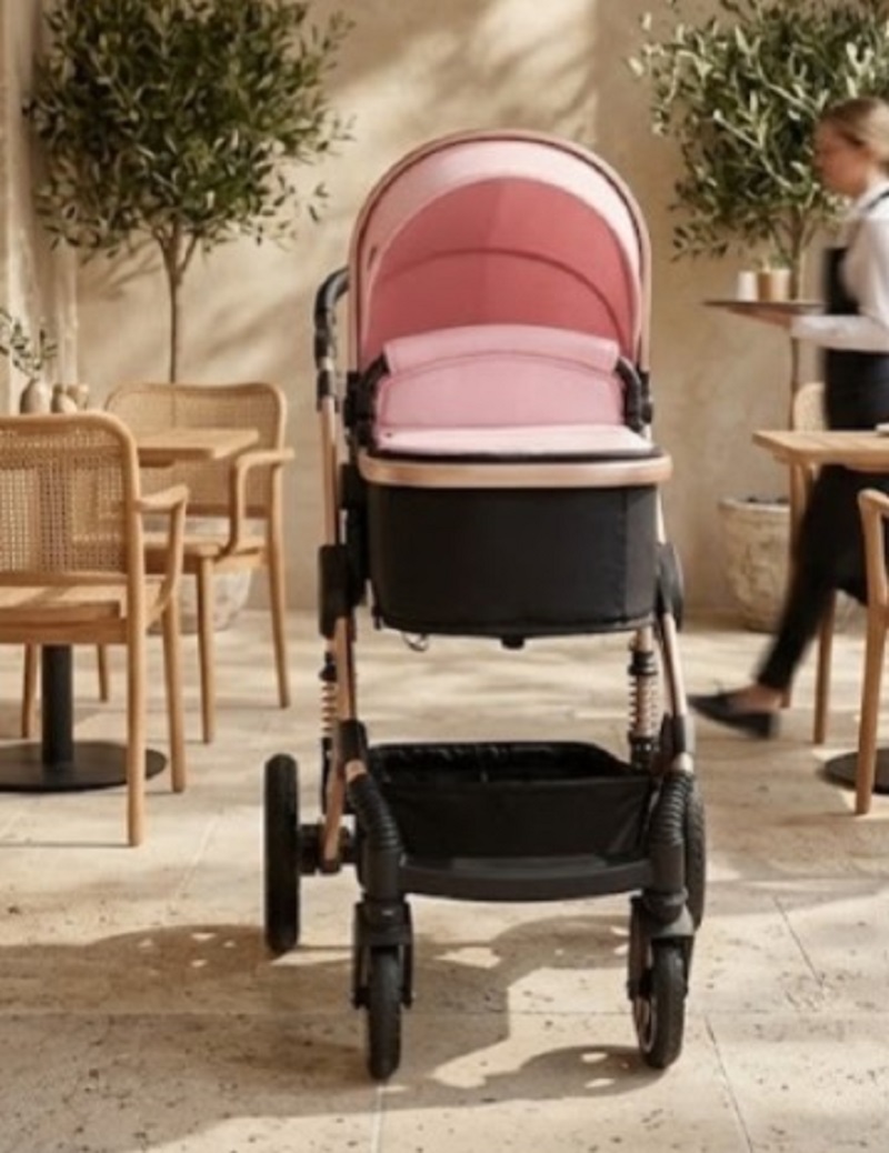 Coche Paseador Bebe Hermosos Europeo Niña Travel System Rosado - Imagen 4