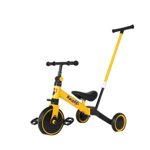 Triciclo Bebe Niño Niña Bebes Paseador Montable 5 en 1 amarillo