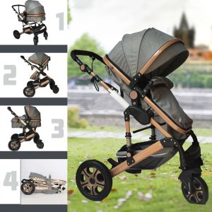 Coche Paseador Bebe Hermosos Europeo Unisex Travel System Gris - Imagen 2