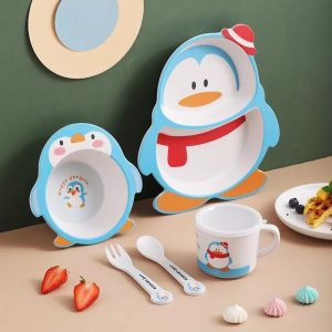 Vajilla de Bambú con Diseño de pinguino - Imagen 2