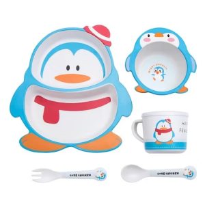Vajilla de Bambú con Diseño de pinguino