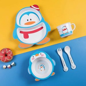 Vajilla de Bambú con Diseño de pinguino - Imagen 3