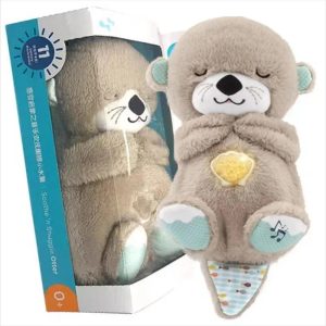 Peluche Realista Nutria Bebe Estimulacion Sensorial Sonido Beigue - Imagen 2
