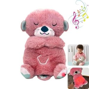 Peluche Realista Nutria Bebe Estimulacion Sensorial Sonido Rosado - Imagen 2