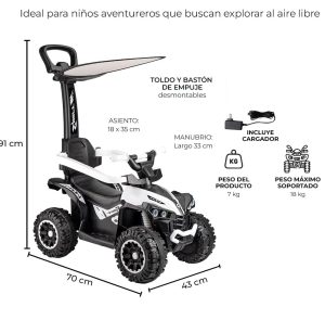 Carro Montable CuatriMoto Bebe Con Control Ref. NAJ 1 BLANCO - Imagen 9