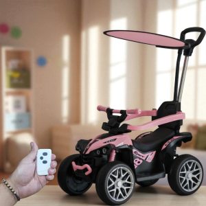 Carro Montable Bebe Paseador Musical Juguete Control 1-6 Años Electrico Ref. 1605 Llanta En Goma ROSADO - Imagen 3