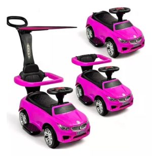 Carro Montable Moto Bebe Juguete Musical Paseador Happy Color FUCSIA