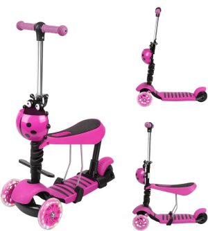 Patineta Scooter Monopatín 3 En 1 Niños Niñas 2 A 8 Años Escarabajo FUCSIA - Imagen 3