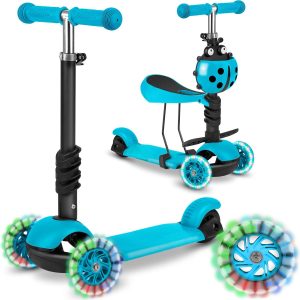 Patineta Scooter Monopatín 3 En 1 Niños Niñas 2 A 8 Años Escarabajo  AZUL - Imagen 5