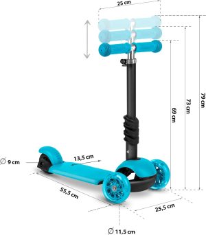 Patineta Scooter Monopatín 3 En 1 Niños Niñas 2 A 8 Años Escarabajo  AZUL - Imagen 7