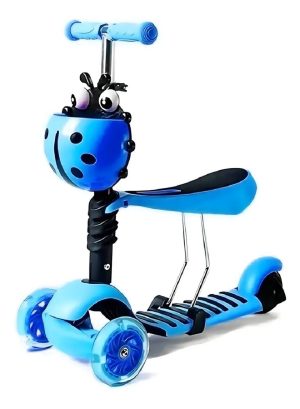 Patineta Scooter Monopatín 3 En 1 Niños Niñas 2 A 8 Años Escarabajo  AZUL - Imagen 4
