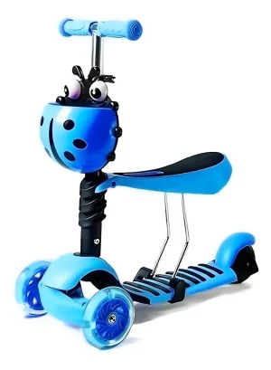 Patineta Scooter Monopatín 3 En 1 Niños Niñas 2 A 8 Años Escarabajo  AZUL - Imagen 10