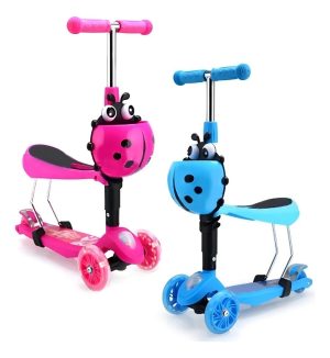 Patineta Scooter Monopatín 3 En 1 Niños Niñas 2 A 8 Años Escarabajo  AZUL - Imagen 11