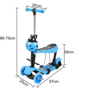 Patineta Scooter Monopatín 3 En 1 Niños Niñas 2 A 8 Años Escarabajo  AZUL - Imagen 2
