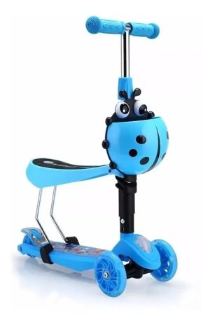 Patineta Scooter Monopatín 3 En 1 Niños Niñas 2 A 8 Años Escarabajo  AZUL - Imagen 6