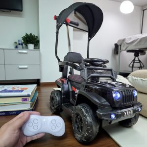 Carro Montable Bebe Paseador Musical Juguete Control 1-5 años JEEP NEGRO - Imagen 4