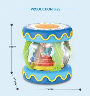 Juguete Didáctico Musical Bebe Estimulante Tambor Luces Grande  Azul - Imagen 4