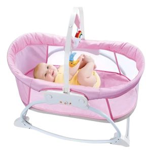 Silla Moisés Mecedora Con Vibración Musical Para Bebes Rosado - Imagen 6