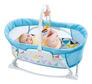 Silla Moisés Mecedora Con Vibración Musical Para Bebes Azul - Imagen 4