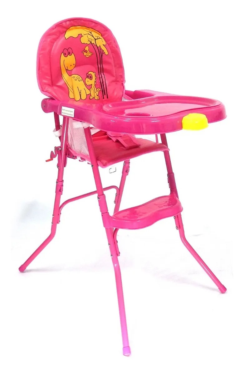 Comedor Bebe Plegable Dinosaurio Rosado Infantil