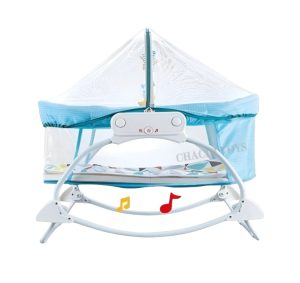 Silla Moisés Mecedora Con Vibración Musical Para Bebes Azul