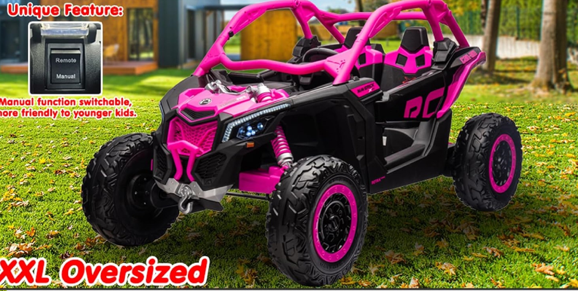 Carro Campero Electrico 24 Voltios CAN-AM MAVERICK ORIGINAL FUCSIA - Imagen 5