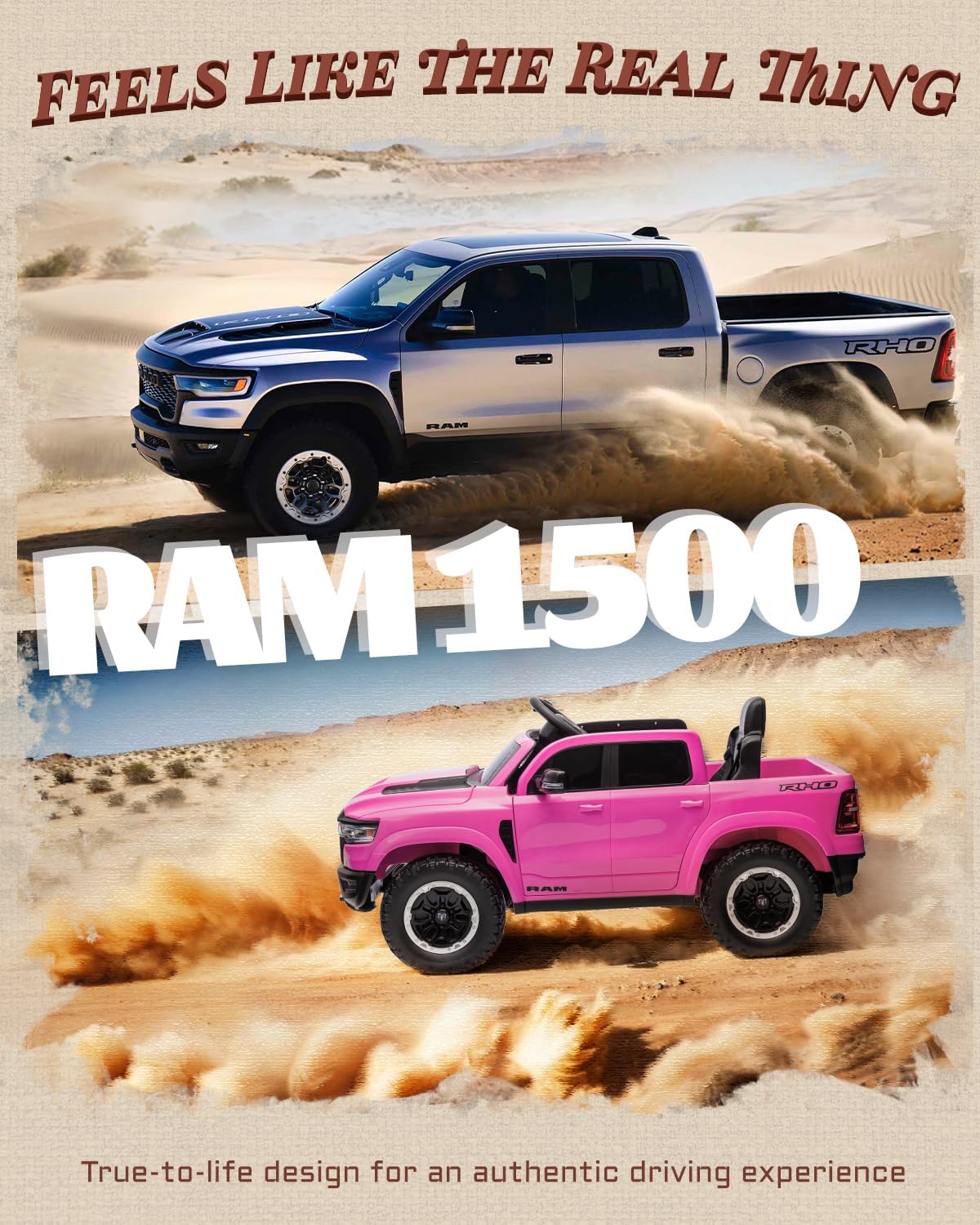 Carro Infantil Batería Eléctrico Campero DODGE RAM 24V 1-9 ROSADO - Imagen 2