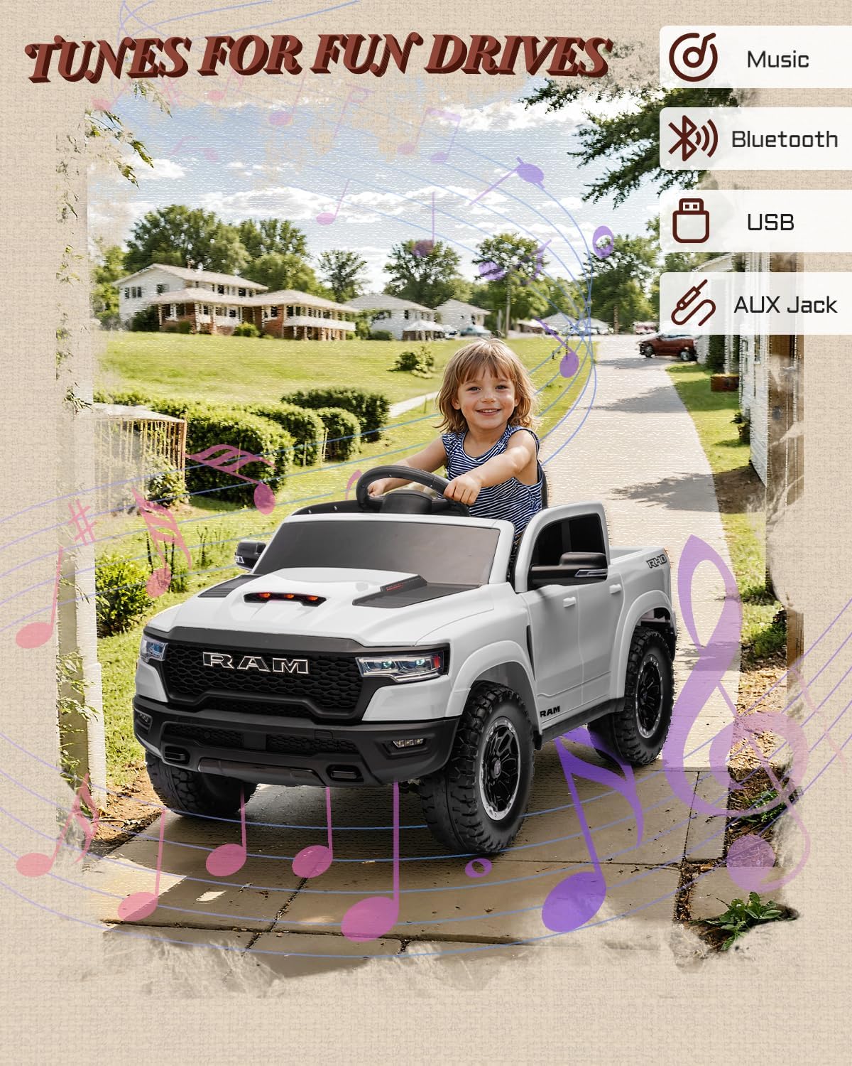 Carro Infantil Batería Eléctrico Campero DODGE RAM 24V 1-9 BLANCO - Imagen 9