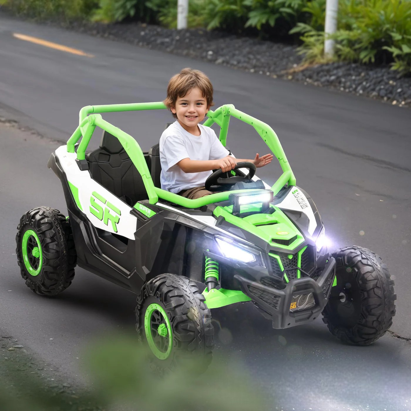 Carro Infantil Batería Eléctrico Campero Todo Terreno 1-12 AÑOS SR- RACING VERDE - Imagen 3