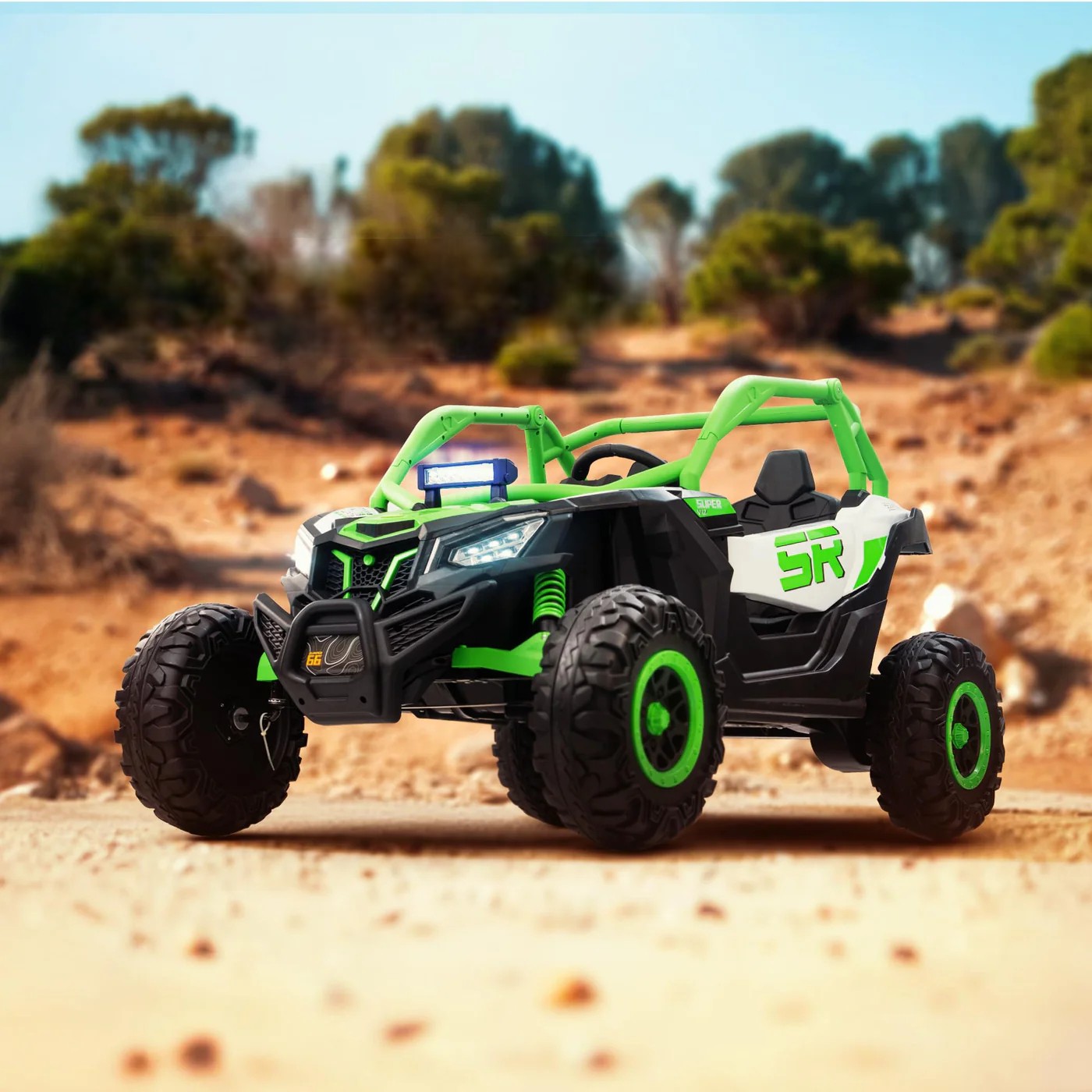 Carro Infantil Batería Eléctrico Campero Todo Terreno 1-12 AÑOS SR- RACING VERDE - Imagen 4
