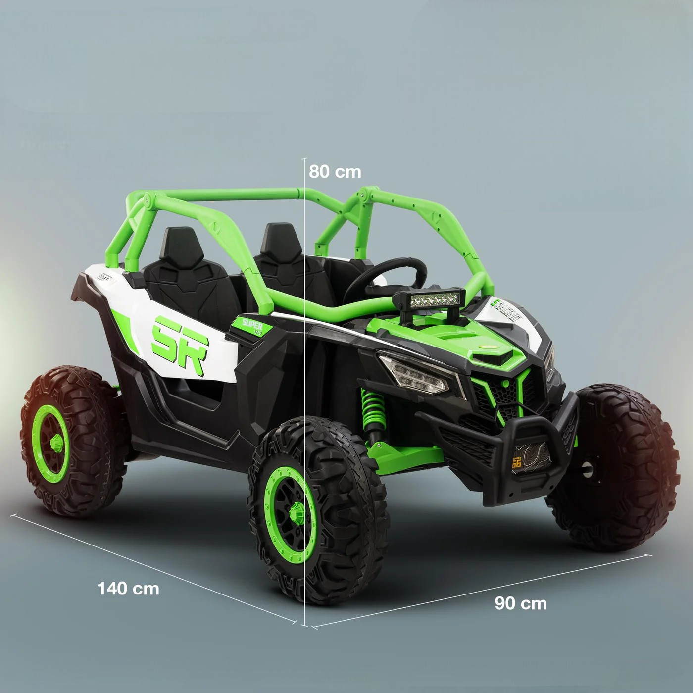 Carro Infantil Batería Eléctrico Campero Todo Terreno 1-12 AÑOS SR- RACING VERDE - Imagen 2