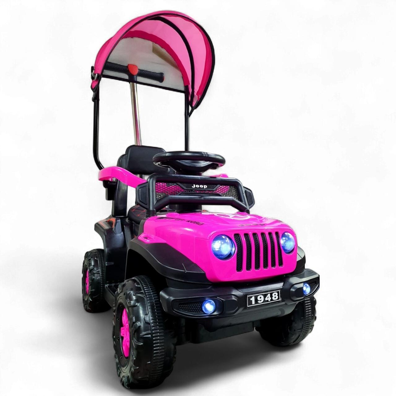 Carro Montable Bebe Paseador Musical Juguete 1-5 años JEEP FUCSIA