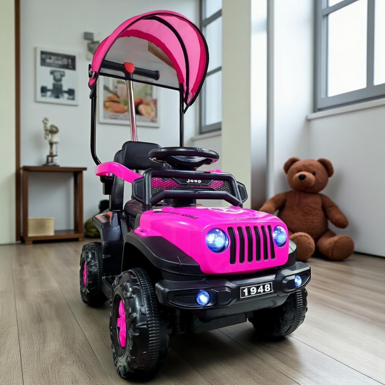 Carro Montable Bebe Paseador Musical Juguete 1-5 años JEEP FUCSIA - Imagen 3