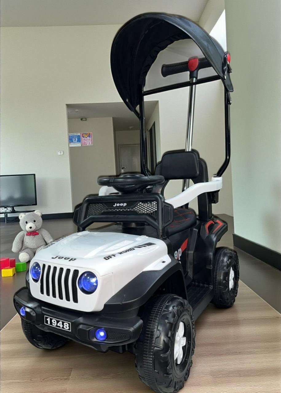 Carro Montable Bebe Paseador Musical Juguete Control 1-5 años JEEP BLANCO - Imagen 4