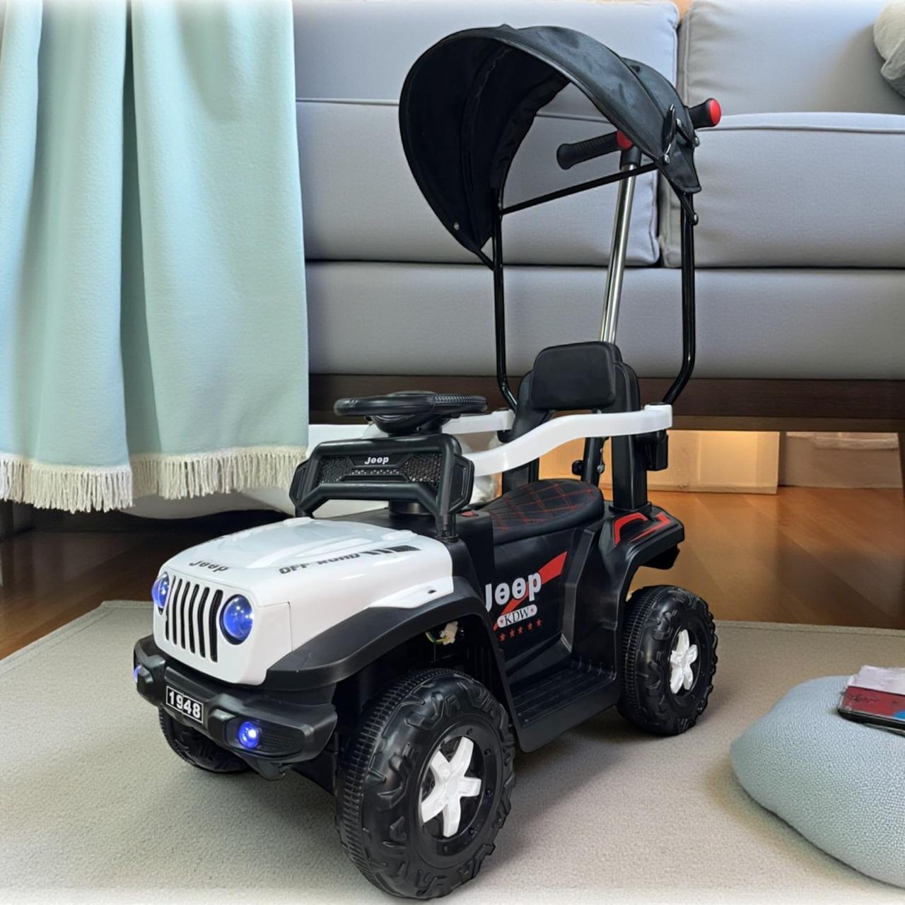 Carro Montable Bebe Paseador Musical Juguete 1-5 años JEEP BLANCO - Imagen 4