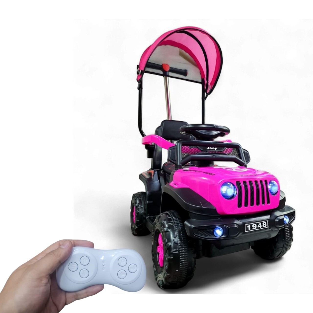 Carro Montable Bebe Paseador Musical Juguete Control 1-5 años JEEP FUCSIA