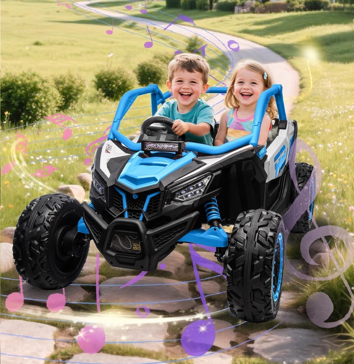 Carro Infantil Batería Eléctrico Campero Todo Terreno 1-12 AÑOS SR- RACING AZUL - Imagen 10
