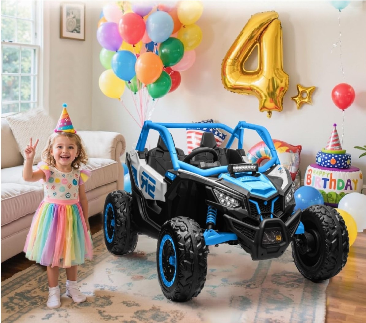 Carro Infantil Batería Eléctrico Campero Todo Terreno 1-12 AÑOS SR- RACING AZUL - Imagen 9