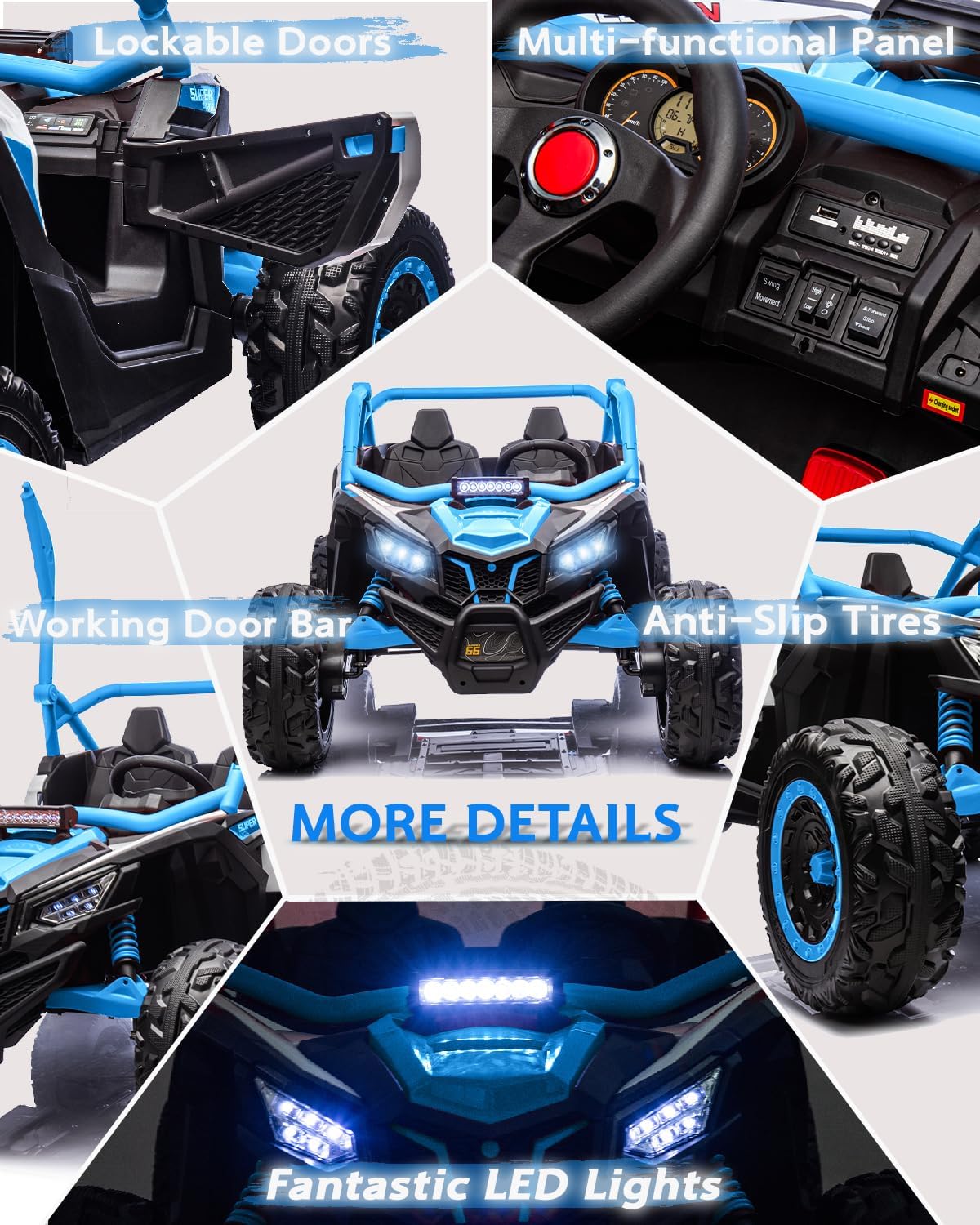 Carro Infantil Batería Eléctrico Campero Todo Terreno 1-12 AÑOS SR- RACING AZUL - Imagen 3