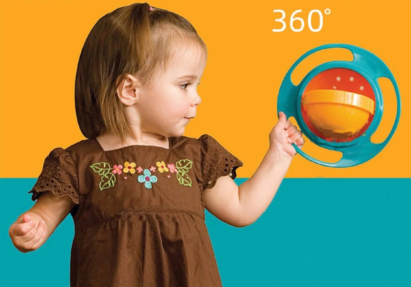 Plato Tazon Bebe Infantil Giratorio 360 Grados Antiderrames Resistente Color Naranja Ref. Noor Nos221 - Imagen 4