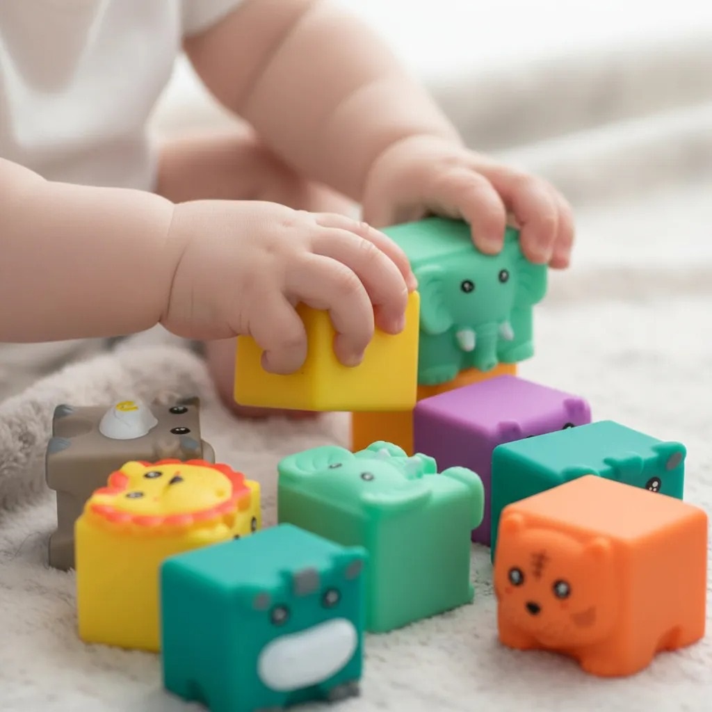 Juguete Sensorial Con Bloques De Silicona Blanda Para Bebés Baño Estimulacion - Imagen 6