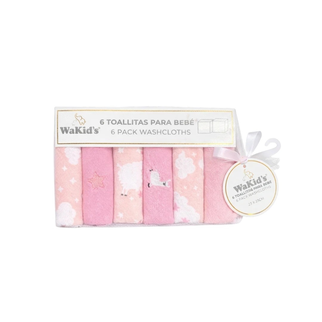 Babero Bebe Tipo Babitas X 6 Toallitas Gases Wakid's A-77879 Babitas Rosado