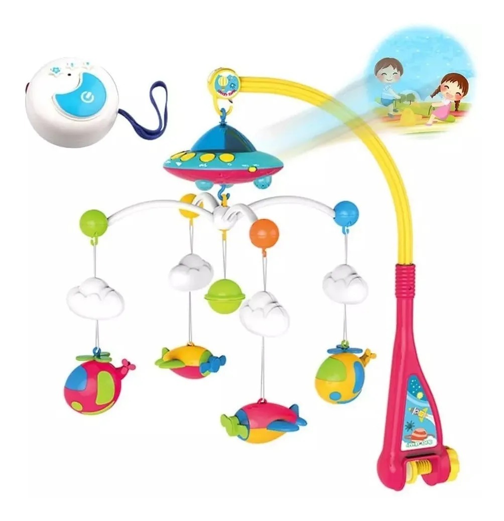 Móvil Bebe Musical Luces Control Remoto Unisex Juguete Cuna - Imagen 10