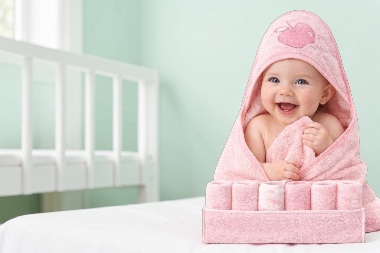 Toalla Algodon Con Capota De Playa + babitas Color Rosado Ref: A-77868 - Imagen 3