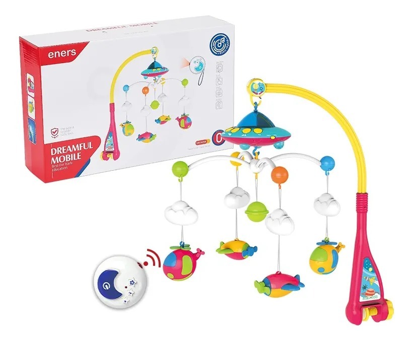 Móvil Bebe Musical Luces Control Remoto Unisex Juguete Cuna - Imagen 8