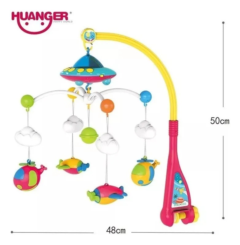 Móvil Bebe Musical Luces Control Remoto Unisex Juguete Cuna - Imagen 3