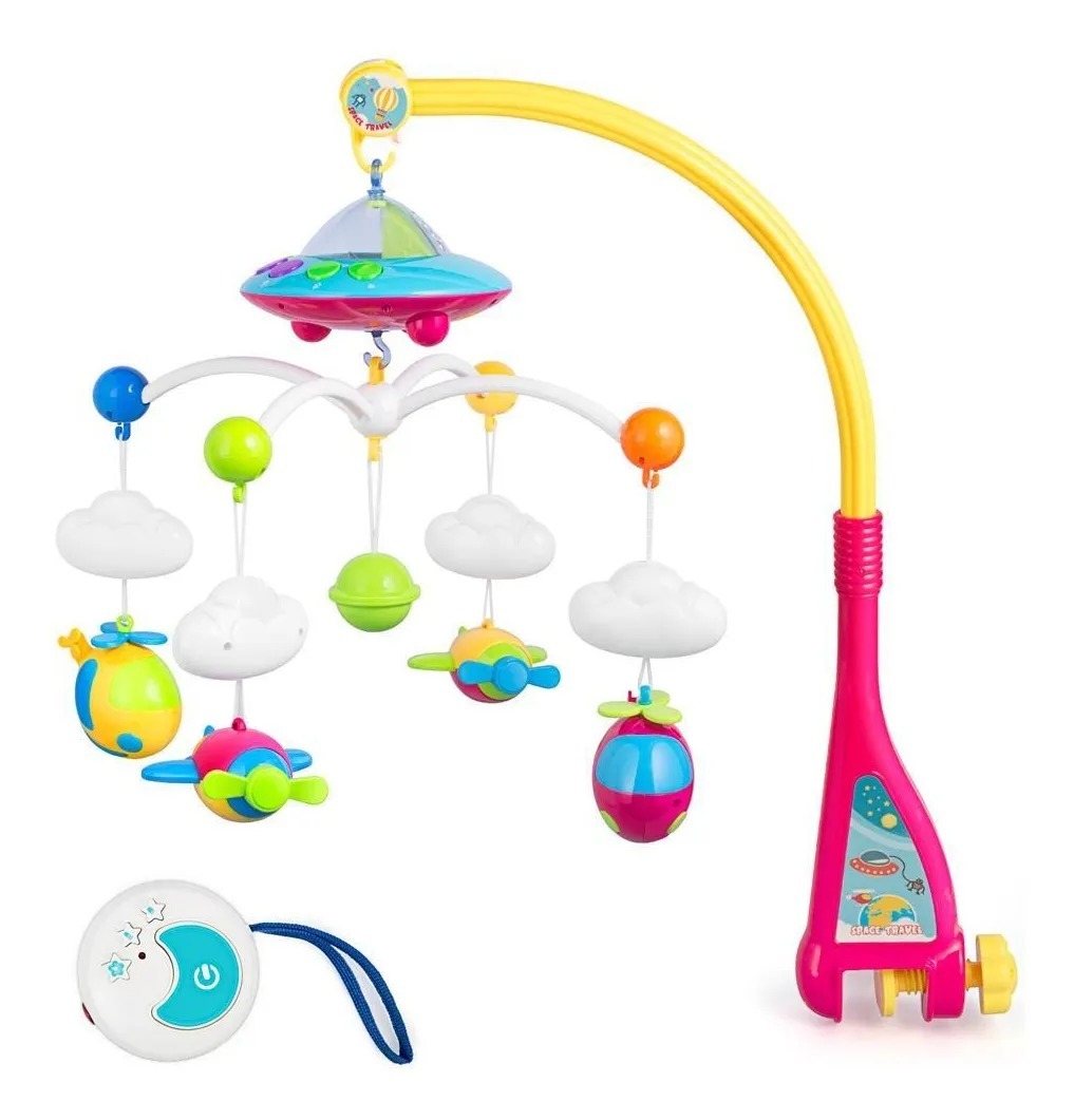 Móvil Bebe Musical Luces Control Remoto Unisex Juguete Cuna - Imagen 7